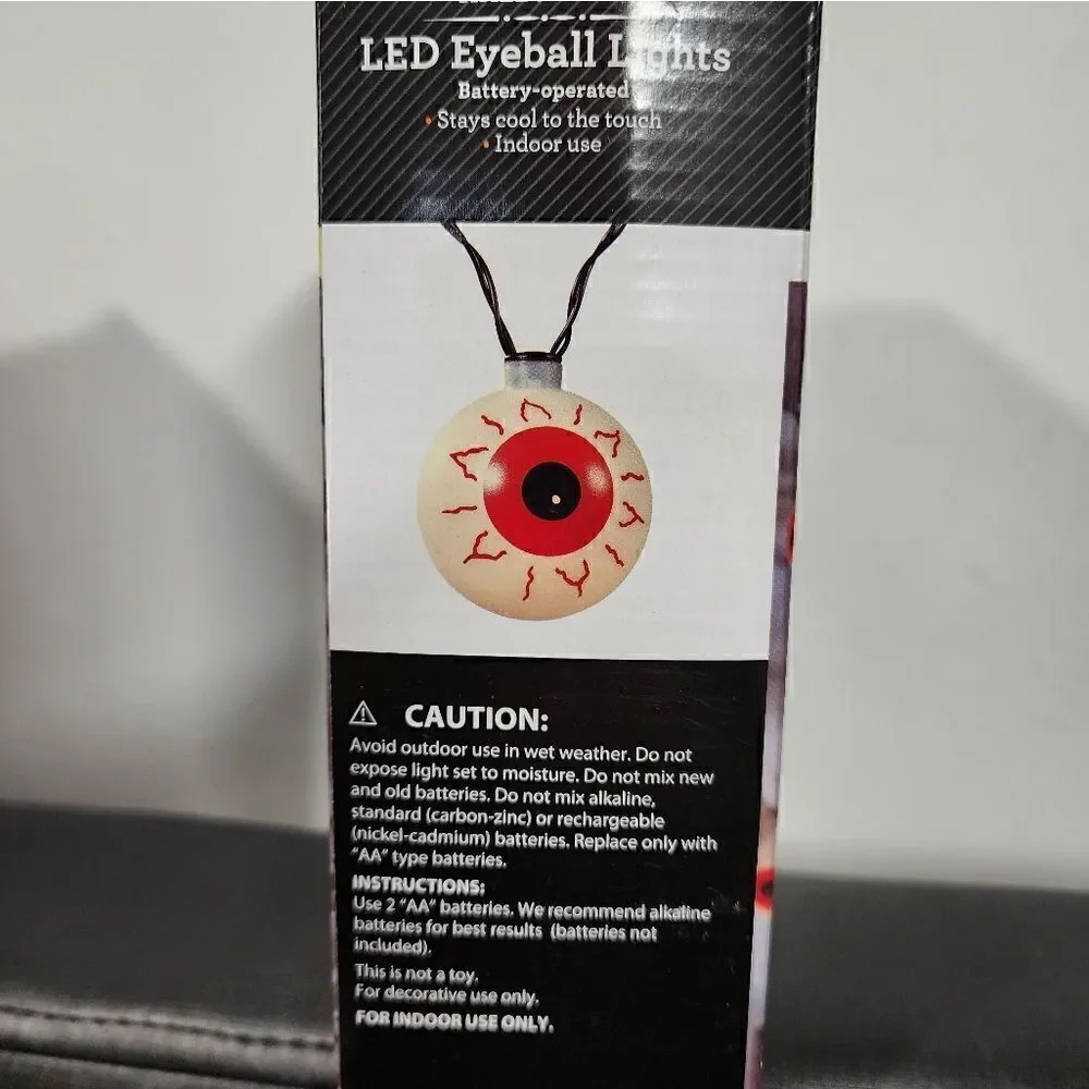 Lot of two Halloween 10-Count Battery Operated EyeballLights, w/Warm White LED